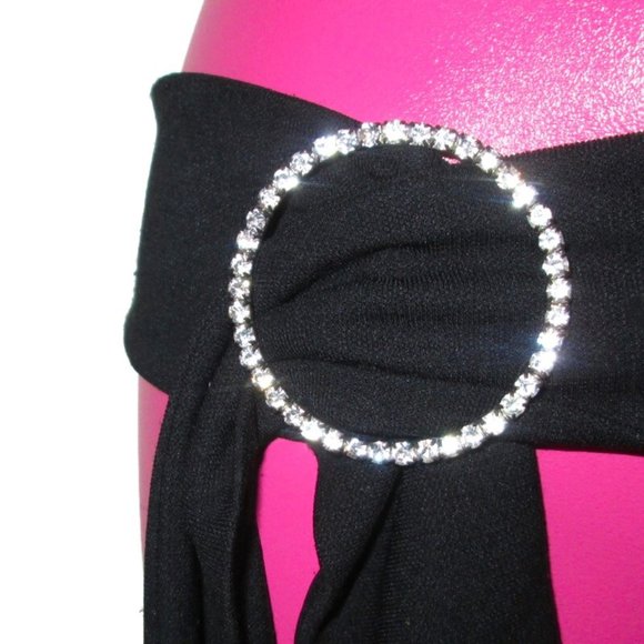 y2k 1990s vintage rhinestone black belt size small medium